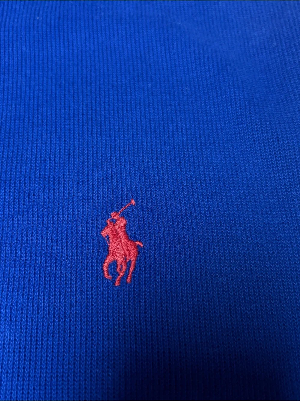 Polo Ralph Lauren Mens Blue Cotton Knit 1/4 Zip Mock Neck Pullover Sweater Large